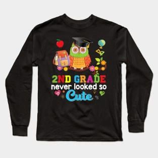 2nd Grade Never Looked So Cute Second Owl Back To School Kid Long Sleeve T-Shirt